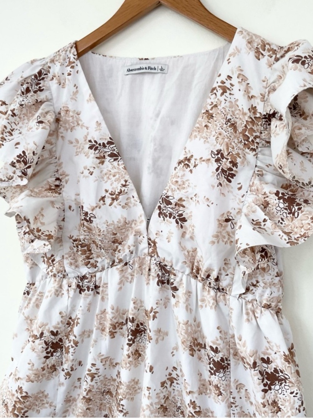 Abercrombie & Fitch Floral Babydoll Midi Dress Ruffle Sleeve L Large - Picture 3 of 7